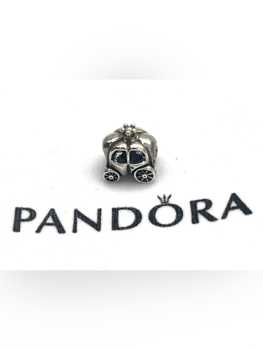 Pandora Retired “Royal Carriage” Charm Bead 14k Gold and Pearl Accent ALE 925